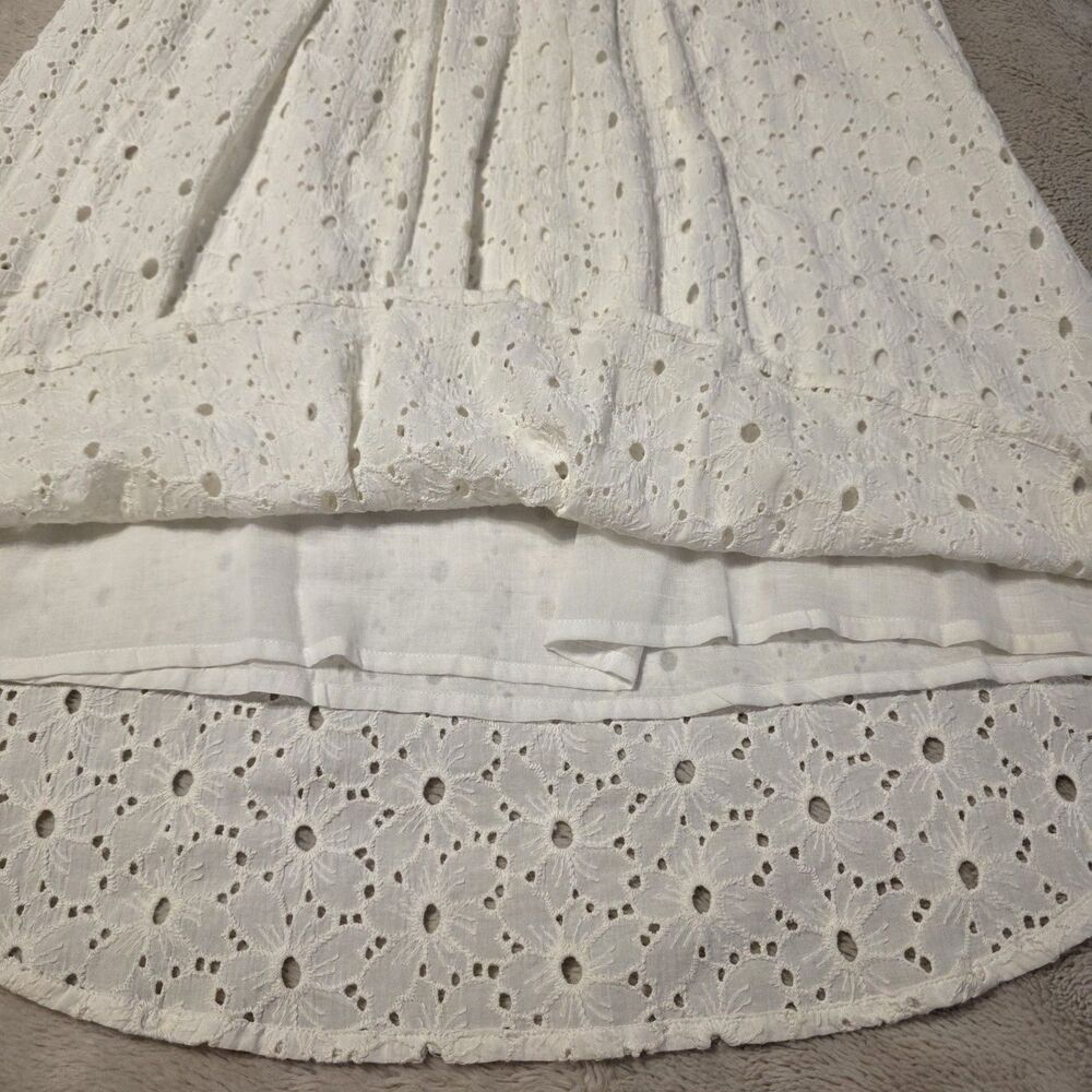 World Market White Eyelet Dress Large XL Flutter Sleeve Country Cowgirl Cotton - Picture 4 of 7